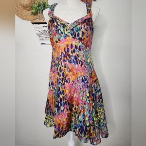 Nanette Lepore Multicolor Print Silk Rain Drop Dress Size 4